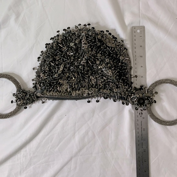 Sphere Beaded Top Handle Bag Wristlet - Picture 8 of 10